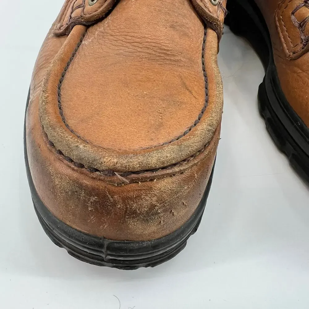 Wolverine Mens 8.5 W Steel Toe Durashocks Explorer Oxford brown tan leather boot
